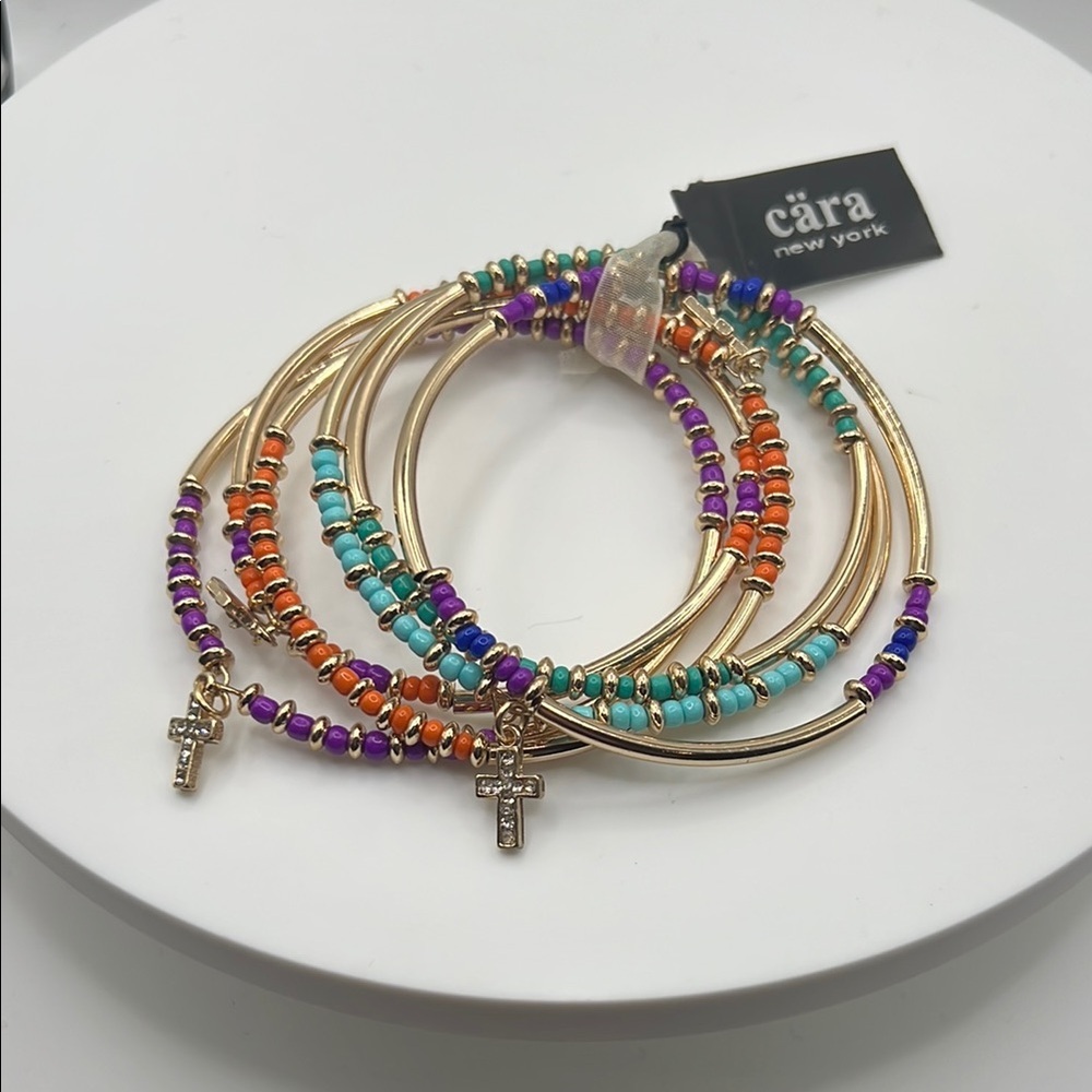 1355. Cara New‎ York Multicolor Beaded Bangle Bracelet  Set